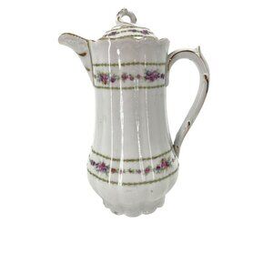 Limoges Austria Bassett Vintage Floral Gold Porcelain Coffee Tea Pot Lid